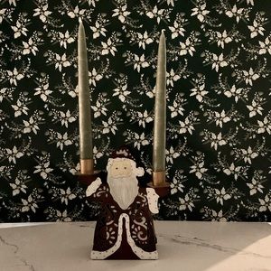 Rustic Metal Santa Candleholder